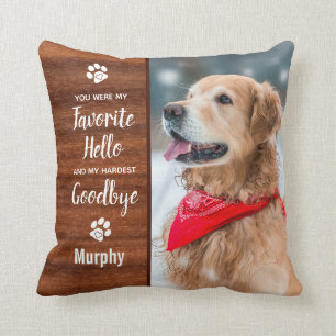 Pet Memorial Rustic Wood Pet Loss Keepsake Dog Throw Pillow