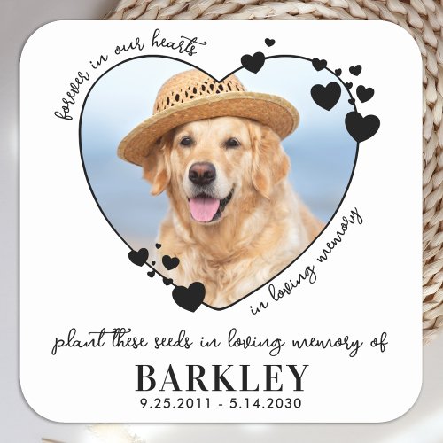 Pet Memorial Seed Packet Heart Custom Dog Photo  Square Sticker