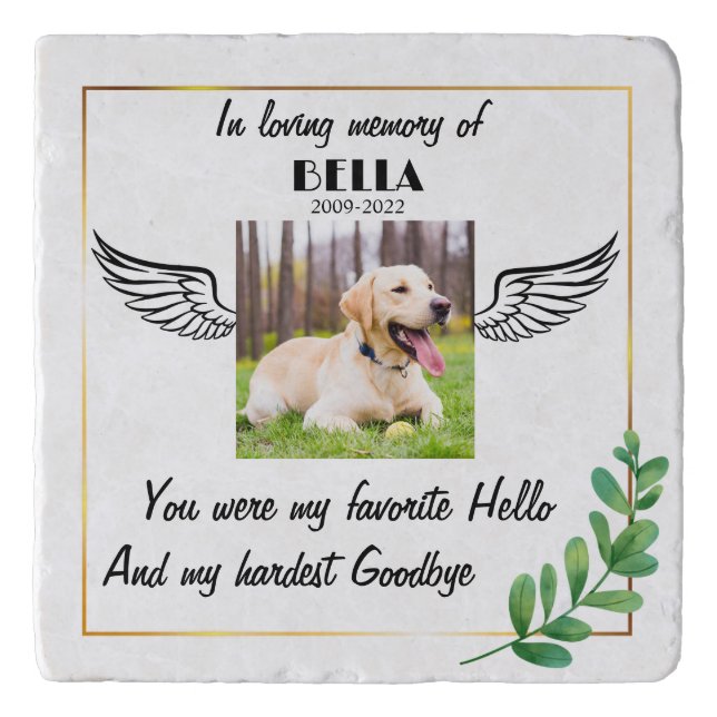 Pet Memorial Stone Custom Photo Loss of pet Trivet (Front)