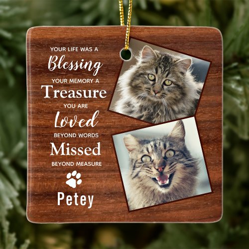 Pet Memorial Sympathy Cat Keepsake Photo Ceramic Ornament