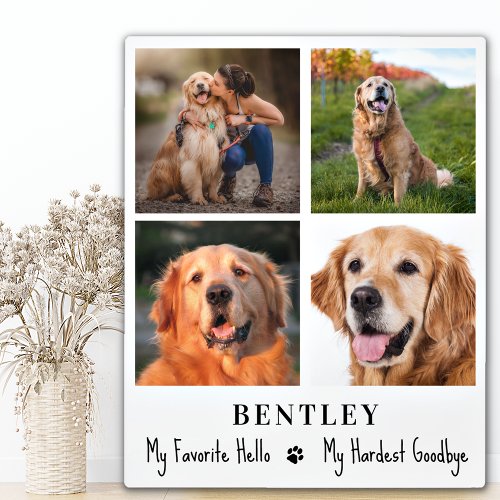 Pet Memorial Sympathy Custom 4 Photo Collage Dog Plaque