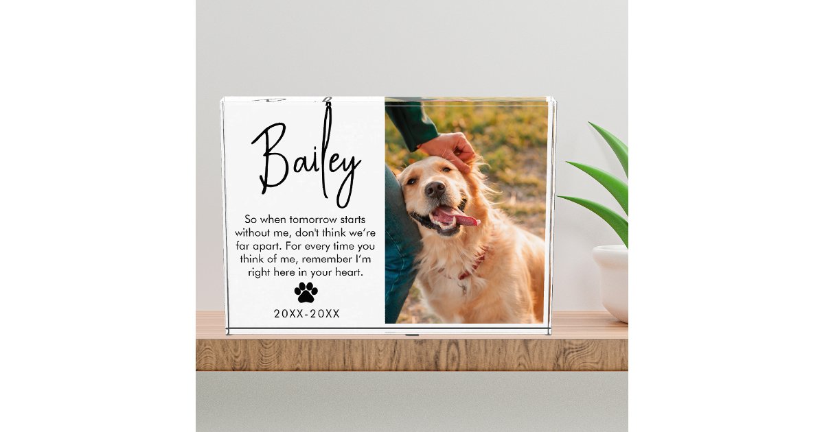 Pet Memorial Sympathy Gift For Cat Or Dog Lover Photo Block | Zazzle