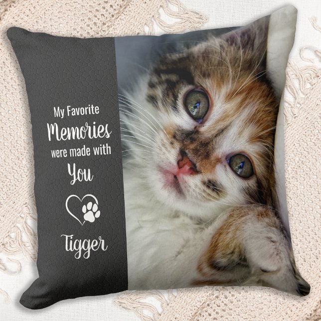 Pet Memorial Sympathy Keepsake Dog Cat Photo Throw Pillow (Creator Uploaded)