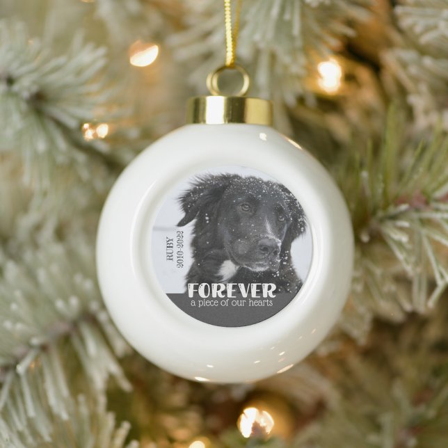 Pet Memorial Sympathy Photo Ceramic Ball Christmas Ornament (pet memorial christmas ball)