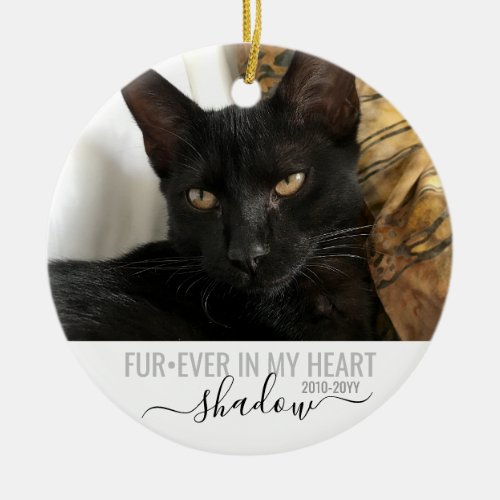 Pet Memorial Sympathy Photo FurEver in my Heart Ceramic Ornament