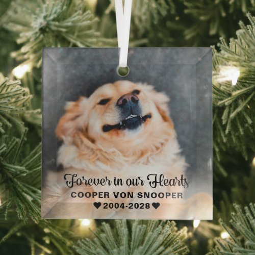 Pet Memorial Sympathy Photo Glass Ornament