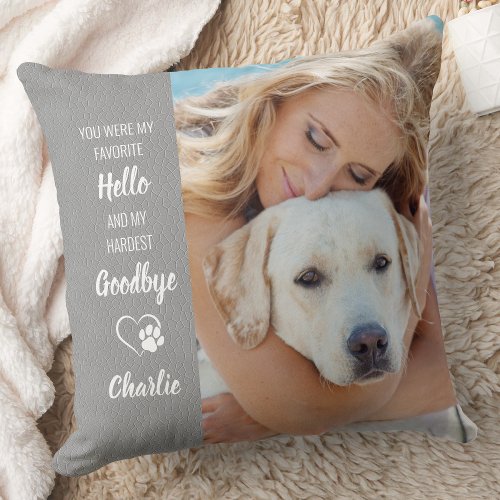 Pet Memorial Sympathy Poem Personalized 2 Photo Throw Pillow