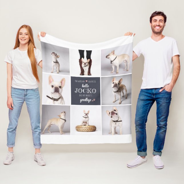 Pet Memorial Sympathy Quote Keepsake Photo Collage Fleece Blanket (In Situ)