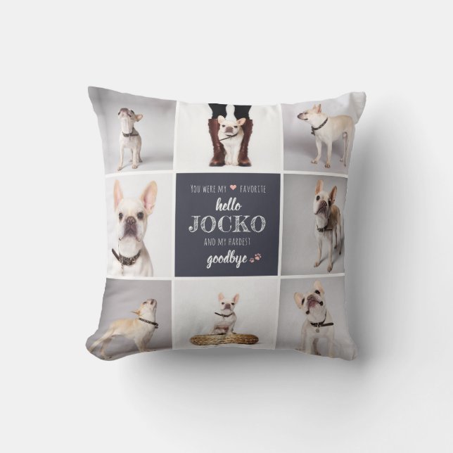 Pet Memorial Sympathy Quote Keepsake Photo Collage Throw Pillow (Front)