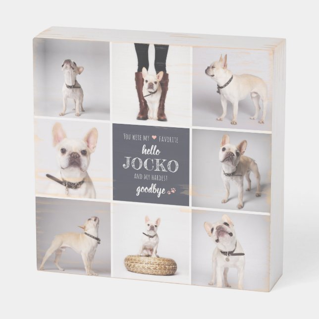 Pet Memorial Sympathy Quote Keepsake Photo Collage Wooden Box Sign (Angled Horizontal)
