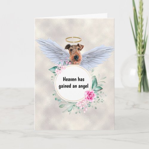 Pet memorial Terrier dog angel wings poem Card