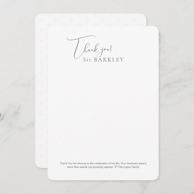 Pet Memorial Thank You Note Card (Front/Back)