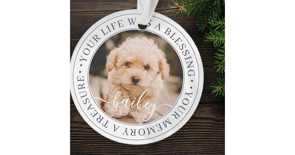 Pet Memorial Treasured Memory Elegant Chic Photo Ornament | Zazzle