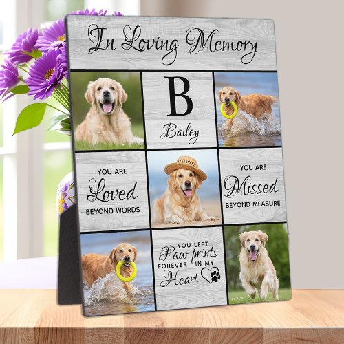 Pet Memorial Unique 5 Photo Pet Loss Keepsake Dog Plaque