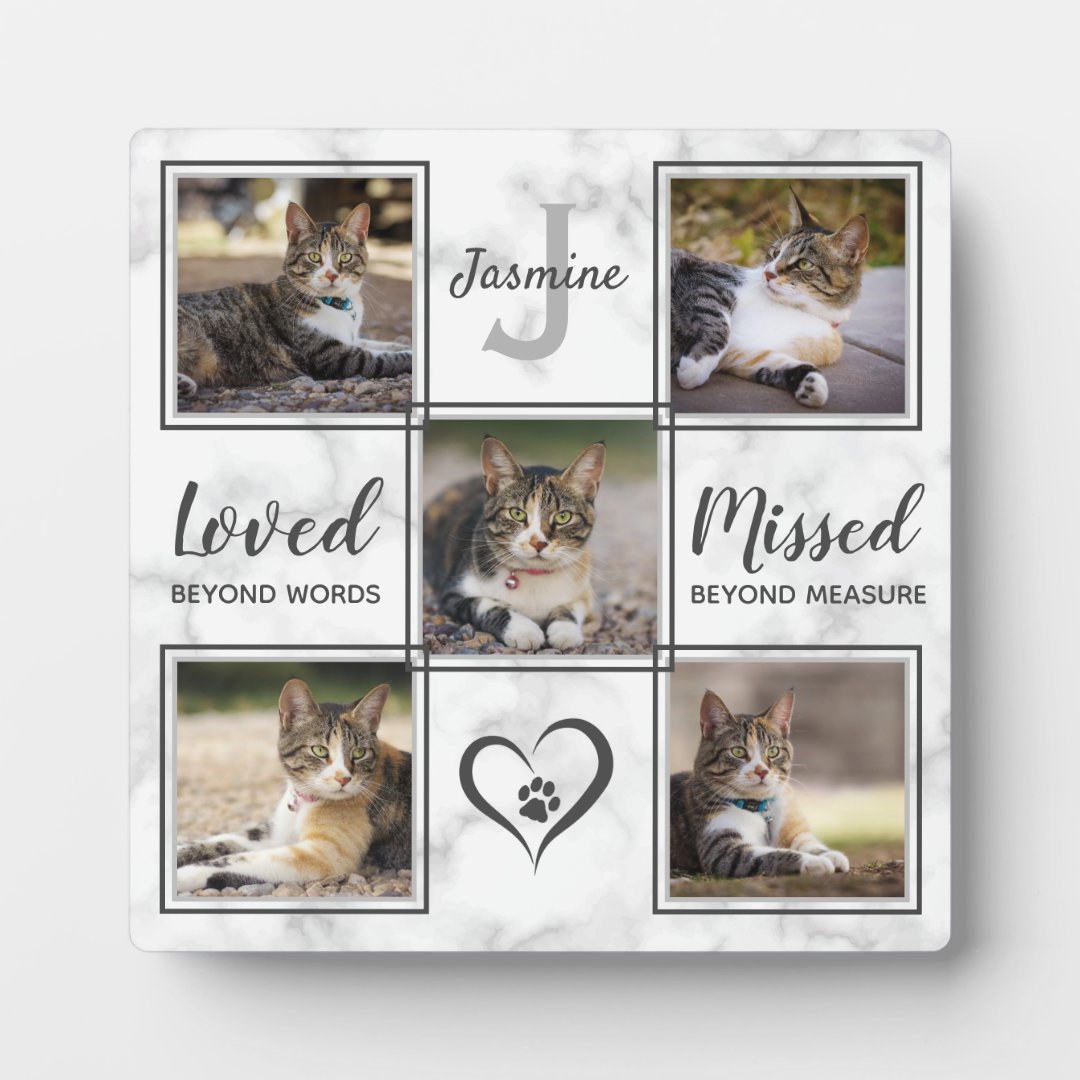 Pet Memorial Unique Cat Photo Collage Plaque Zazzle