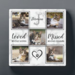 Pet Memorial Unique Cat Photo Collage Plaque<br><div class="desc">Celebrate your best friend with a custom pet cat memorial photo collage plaque . This unique, monogrammed initial and name memorial pet photo keepsake plaque is the perfect gift for yourself, family or friends to honor those loved . We hope your photo cat memorial plaque will bring you joy ,...</div>