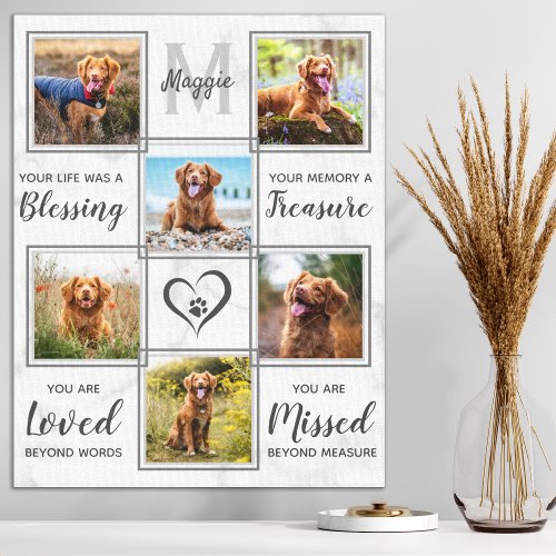 Pet Memorial Unique Dog Photo Collage Canvas Print