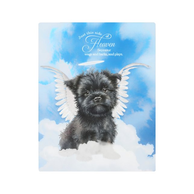 Pet Memorial with Affenpinscher Angel Dog's Name Metal Print (Front)