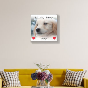 Pet Memorial With Hearts and Photo Acrylic Photo Tile