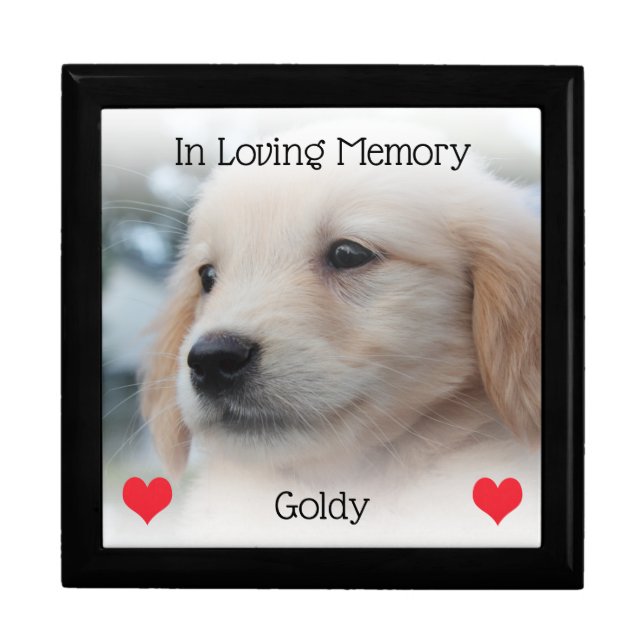 Pet Memorial With Hearts and Photo Gift Box (Front)
