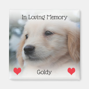 Pet Memorial With Hearts and Photo Magnet