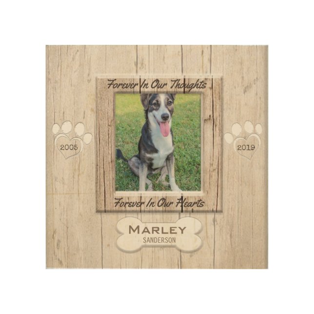 Pet Memorial Wood Look with Paw Prints (Front)