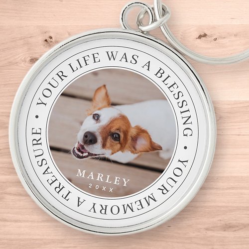 Pet Memorial Your Life a Blessing Modern Photo Keychain
