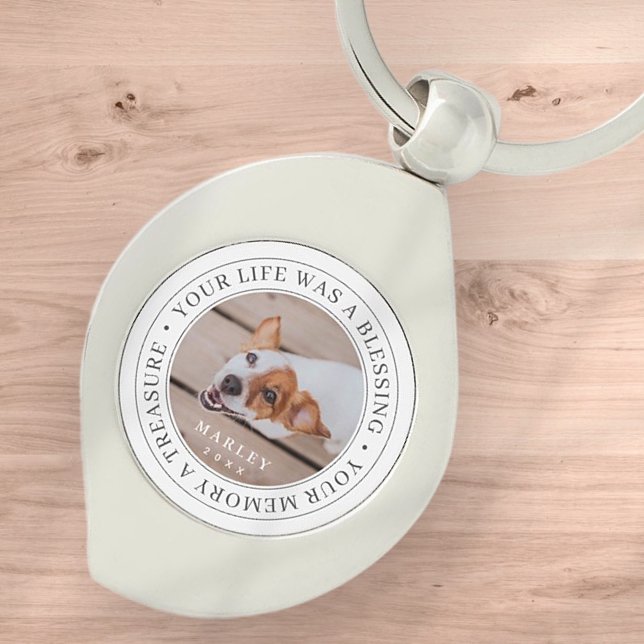 Pet Memorial Your Life a Blessing Modern Photo Keychain (Creator Uploaded)