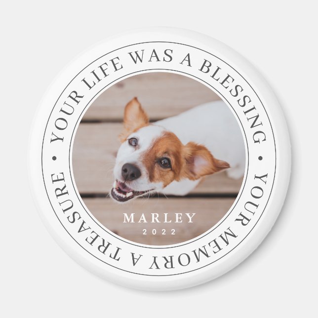 Pet Memorial Your Life a Blessing Modern Photo Magnet (Front)