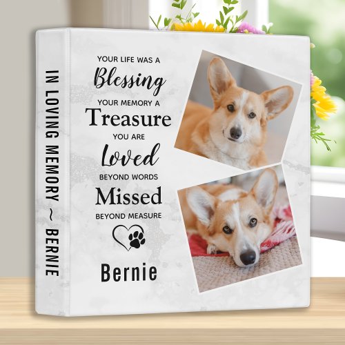 Pet Memorials Dog Photo Album In Loving Memory 3 Ring Binder