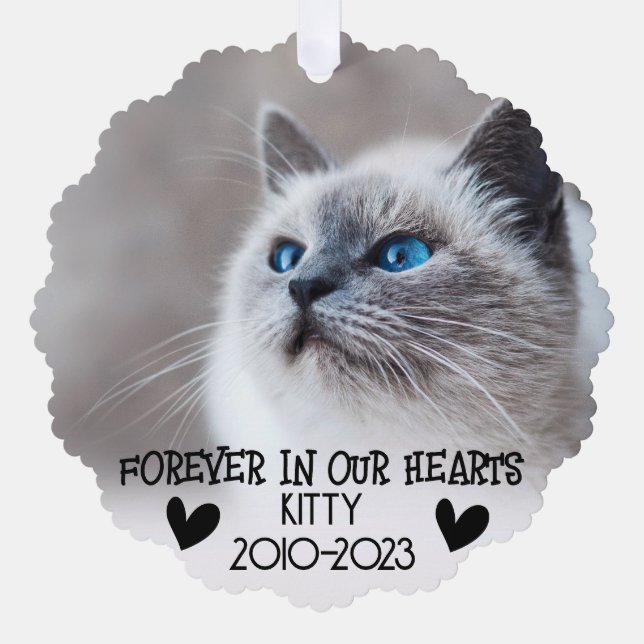 pet memorials forever in our hearts ornament card (Front)