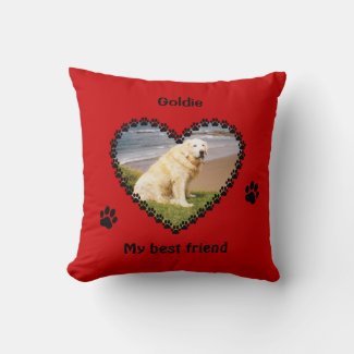 Pet memory paw prints your photo red
