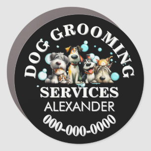 Pet mobile grooming business dog parlour round car magnet