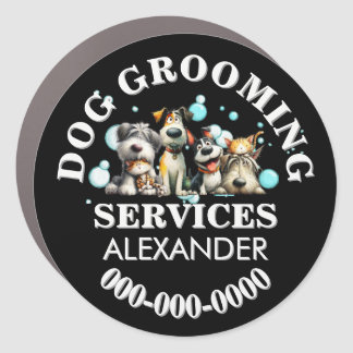 Pet mobile grooming business dog parlour round car magnet