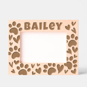 Pet Modern Simple Cute Paws and Hearts Engraved Frames
