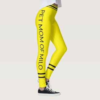 Pet Mom Cat Name Yellow Black Stripes Customized Leggings