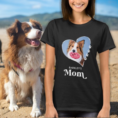 Pet Mom Custom Photo Heart Paw Prints Dog Lover T_Shirt