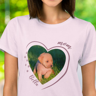 Pet Mom Heart Photo Paw Prints T-Shirt