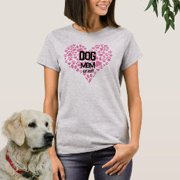 Pet Mom Mama to Cat Dog Paw Print Love Heart  T-Shirt