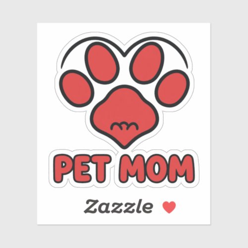 Pet Mom Paw Heart Sticker