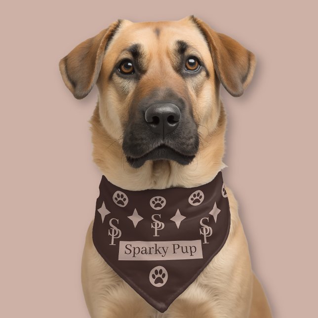 Pet Monogram Name Initials Star Paw Pet Bandana Collar (Creator Uploaded)