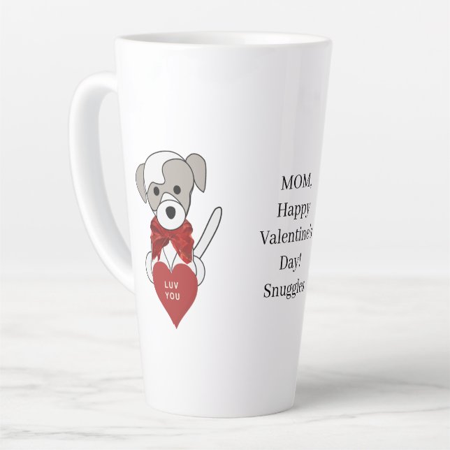 Pet Mother Valentine's Day Puppy Heart Latte Latte Mug (Left Angle)