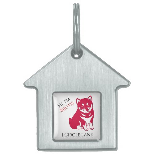 Pet Name  address Cute Husky Pup Framed Pet Tag