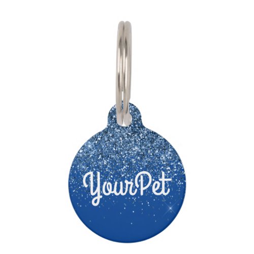 Pet Name  Address Tag Glitter Look Blue