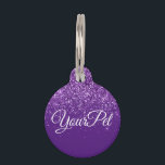 Pet Name & Address Tag Glitter Look Purple<br><div class="desc">Make your own Custom Pet Tag. Double-sided with place for Pet's Name and Address. Add your own text,  images,  colors etc.  ***This item does not contain real glitter,  the glitter is a printed image.</div>