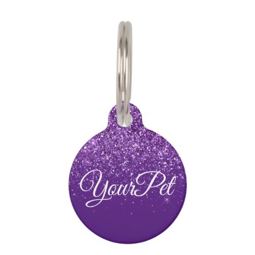 Pet Name  Address Tag Glitter Look Purple