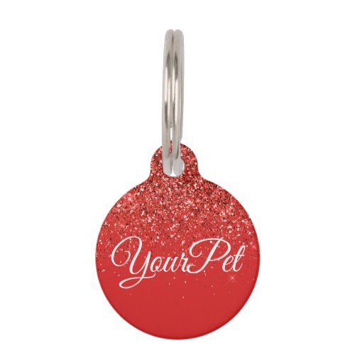 Pet Name  Address Tag Glitter Look Red