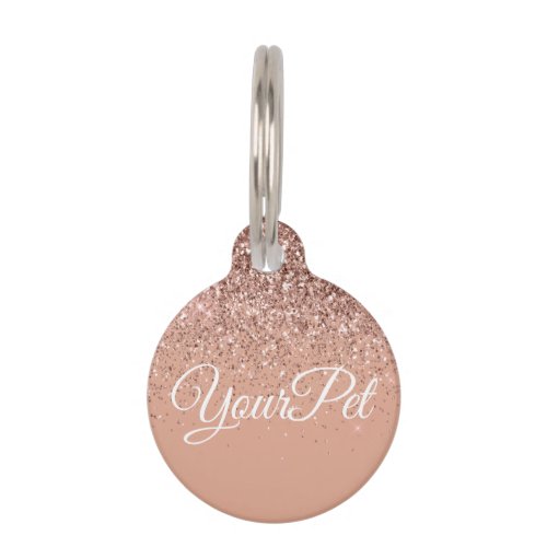 Pet Name  Address Tag Glitter Look Rose Gold