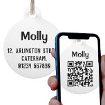 Pet Name & Address with QR Code Design Pet ID Tag<br><div class="desc">Pet identity tag with pet name, address, and your own QR Code Design. If your pet goes missing this pet collar tag can show extra information via your QR Code. Replace image with your own uploaded QR Code. There are various websites that allow you to create and download QR Codes...</div>