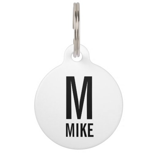 Pet Name and Monogram with QR Code Pet ID Tag